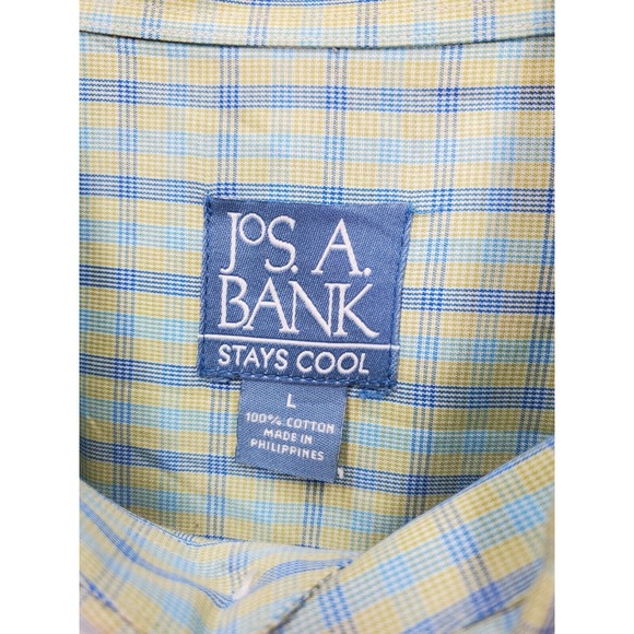 Jos. A. Bank Shirt Mens Large Multi Plaid Cotton Stays Cool Collared Button Down - Picture 7 of 9